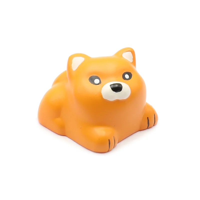 Close-up of the adorable 3D Shiba Inu resin artisan keycap, highlighting its charming, expressive details and vibrant handcrafted finish.