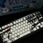 Vibrant One Piece Luffy Keycap Set displaying dynamic Monkey D. Luffy and crew art on iconic PBT keys for an epic typing adventure.