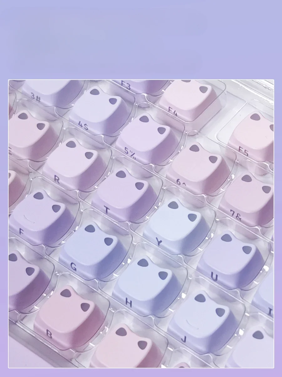 Whimsical Luminous Cat Keycap Set, showcasing a glowing feline among serene water lilies. Its artistic PBT design reveals unique details and soft hues.