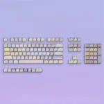 Artistic close-up of the Luminous Cat Keycap set, showcasing its unique water lily pond design with glowing cats in serene hues PBT.