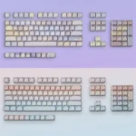 Whimsical luminous cat keycap set featuring a glowingcat resting on a serene water lily pond, highlighting its unique artistic design.