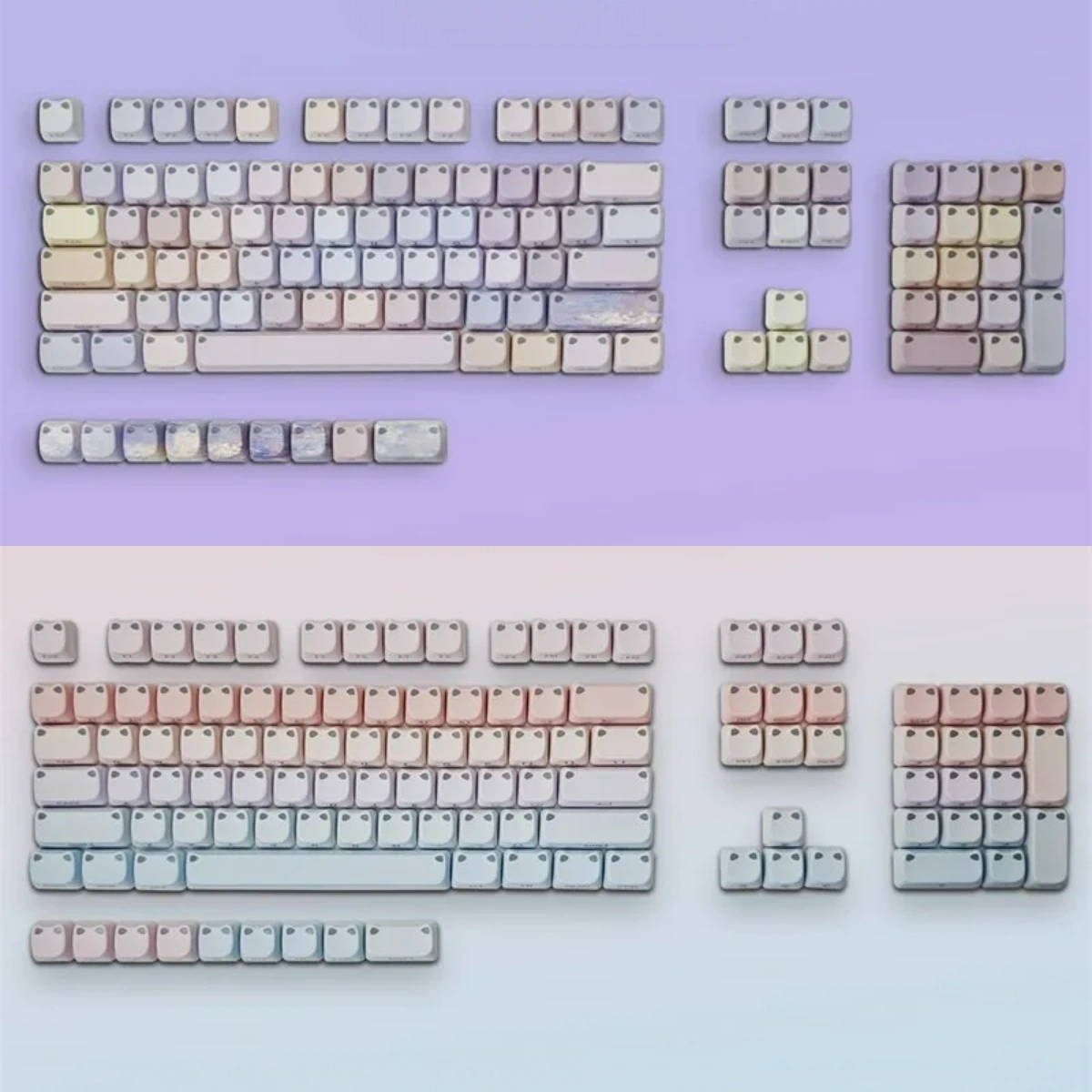 Whimsical luminous cat keycap set featuring a glowingcat resting on a serene water lily pond, highlighting its unique artistic design.