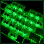 A close-up of the playful Luo Xiaohei translucent PC keycaps set, featuring adorable anime characters and heart motifs, showcasing the MAO profile.