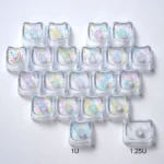Artistic MAO keycap set: transparent PC butterfly heart keycaps with optional glitter, shown from angles revealing unique MAO profile.