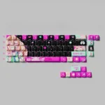 Vibrant Marin Kitagawa 74-key PBT+PC keycap set for 60-65-68 layouts, showcasing playful anime art with transparent accents.