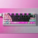Vibrant Marin Kitagawa keycaps set from My Dress-Up Darling, an exclusive PBT+PC set with playful anime art and transparent accents perfect for backlight design.