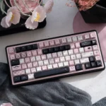 Mercury Keycap Set: Durable PBT dye-sublimated keycaps, showcasing ethereal blue and pink cosmic designs from various artistic angles.