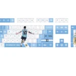 Dynamic gallery views of the exclusive Messi PBT dye-sub keycaps set, celebrating legendary Lionel Messi with vibrant football colors and iconic imagery .