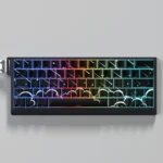 Multiple angles of stunning Meteor Shower PBT Dye-Sub keycaps set, revealing their vibrant cosmic design, an artistic celestial keyboard set.