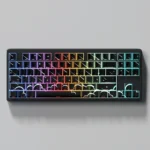 Detailed views of Meteor Shower PBT Dye-Sub Keycaps Set, showcasing vibrant cosmic and celestial meteor shower patterns from multiple angle.