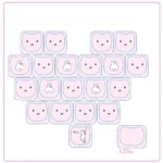 Playful Miffy & Friends translucent pink MAO supplement keycaps set, featuring whimsical Miffy rabbit designs glowing softly.