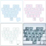 Playful Miffy & Friends translucent MAO supplement keycaps set featuring whimsical Miffy and heart designs, glowing beautifully on a keyboard.