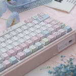 Miffy & Friends cute 3-mode wireless RGB mechanical keyboard gallery. Displays playful pastels, Miffy art, and charming design from various angles.