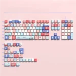 Adorable First Love Milk & Puppy Keycaps set with a unique side-transparent design, featuring soft pastels and playful puppy motifs, evoking innocent design.