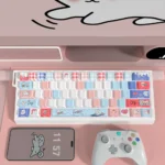 Adorable First Love Milk & Puppy Keycaps set, featuring soft pastel colors, cute puppy designs, and milk accents for a playful, nostalgic keyboard.