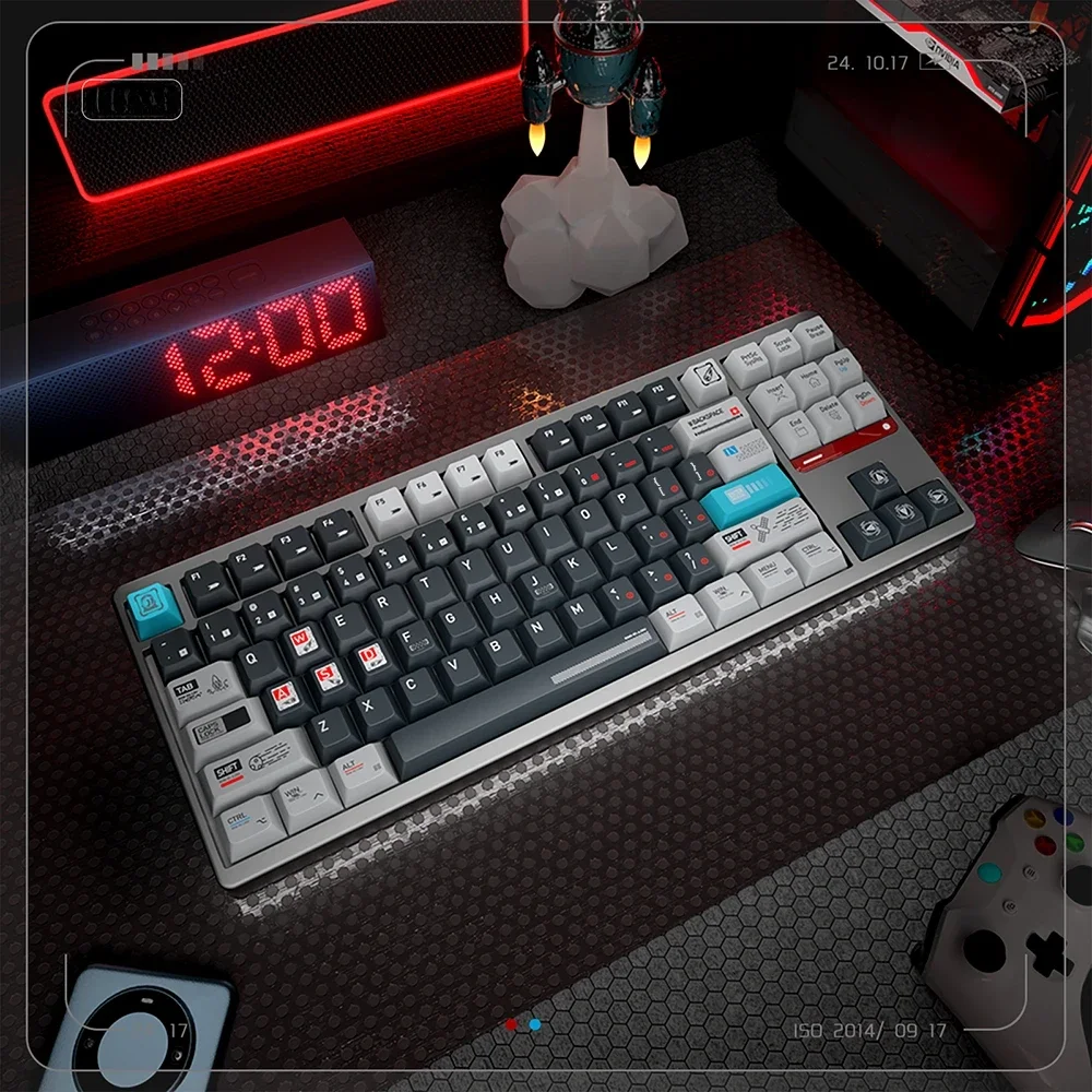 Durable Moon Project Keycaps, meticulously displayed to highlight immersive cosmic lunar landscape and space exploration motifs.