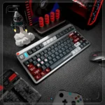 Moon Project Keycaps: A premium visual of the durable dye-sub PBT+PC set, highlighting its immersive cosmic lunar landscape theme and artistic design.