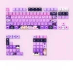 Moria Luluka side-lit PBT keycaps set gallery, showing vibrant anime art and translucent legends. Durable, playful, perfect for RGB keyboards and anime design.