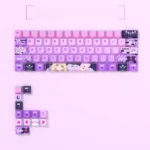 Moria Luluka side-lit PBT keycaps set. Playful anime art, translucent legends from various angles. Durable PBT, RGB-ready for anime fans.