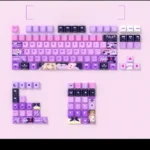 Playful Moria Luluka side-lit PBT keycaps set featuring vibrant anime character art. These translucent legends glow beautifully with RGB backlighting design.