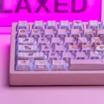 Detailed view of the unique My Melody Geometric PBT Keycaps Set, with pastel, sharp geometric angles, and whimsical artistry.