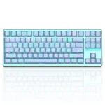 "Ethereal translucent PBT keycaps, side-printed OEM set. Views highlight dreamlike legends, minimalist tops, and an ethereal glow."