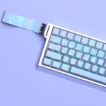 Ethereal translucent PBT keycaps, side-printed. Detailed views capture dreamlike legends, minimalist top, and ethereal side-lit glow. Premium Cherry set.