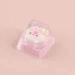 Handcrafted adorable piggy donut artisan ESC keycap, playfully designed with a sweet strawberry pink frosting and colorful sprinkles.