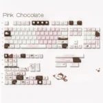 Pink Chocolate Series Keycap Set, 149-key in crisp pink and chocolate, charming dessert motifs for your keyboard.