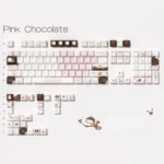Pink Chocolate Series Keycap Set variant in crispy pink and chocolate , a 130-key set with heart motifs for your keyboard.