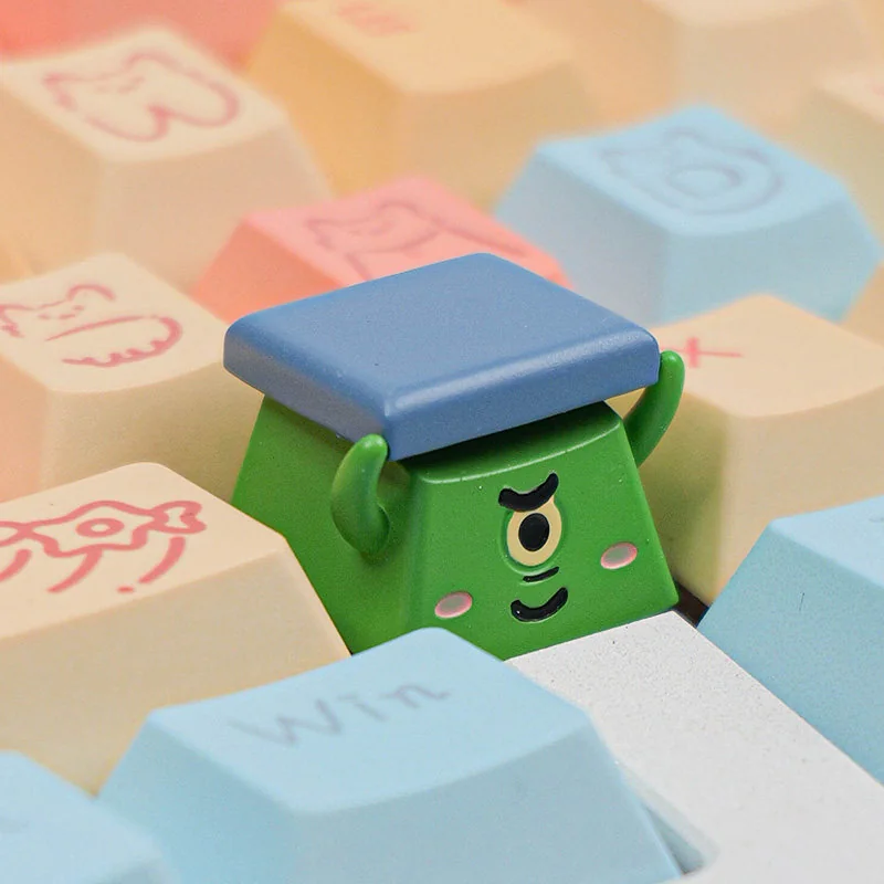 Vibrant Plankton peeking keycap, an iconic SpongeBob artisan charm playfully emerging from your keyboard. This fun Plankton keycap adds a unique touch.