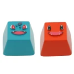 Vibrant handcrafted resin Pokemon keycaps showcasing detailed Bulbasaur and Charmander designs, perfect artisan accessories for any keyboard.