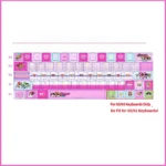 Vibrant Powerpuff Girls PBT dye-sub keycap set for 64-key mechanical keyboards, featuring iconic characters in a playful, colorful design.