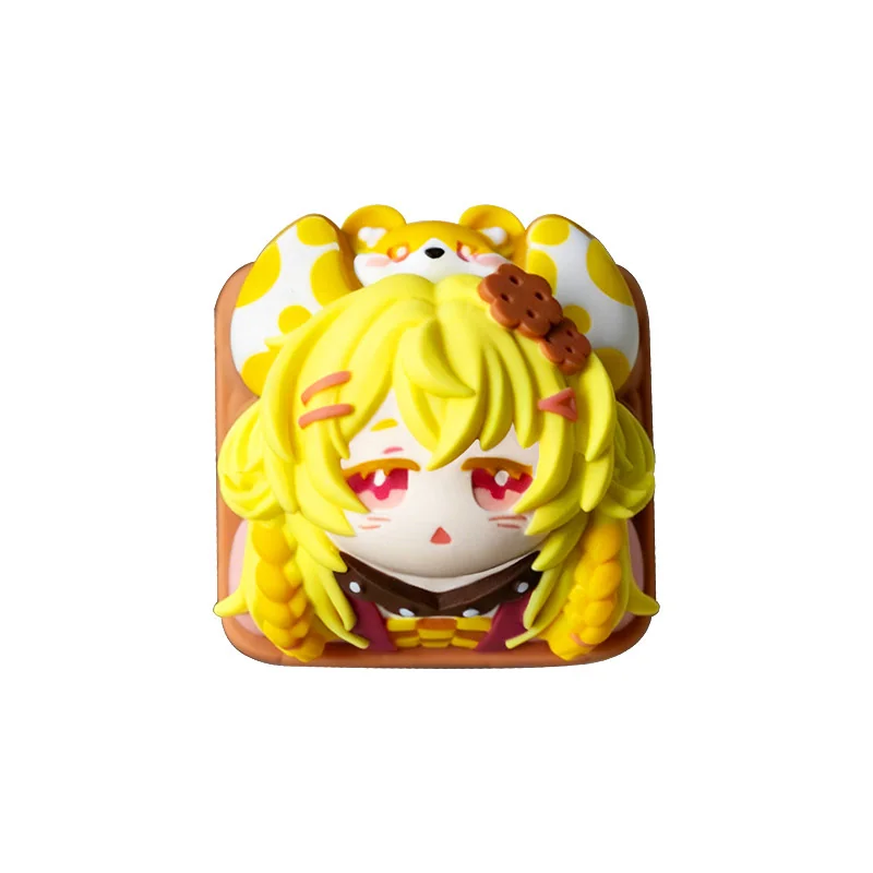 Whimsical biscuit mouse resin keycap, handcrafted. This gallery image shows its adorable design, glossy finish, and intricate details from a fresh and unique design.