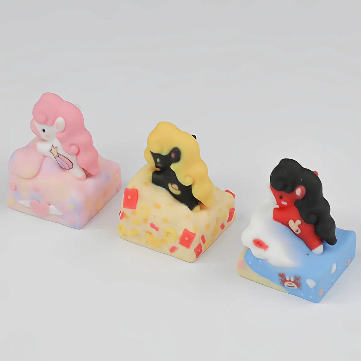 Auspicious handcrafted horse resin ESC keycap, intricately detailed, symbolizing fortune, from a unique viewpoint.