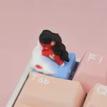 Handcrafted Auspicious Horse Resin ESC Keycap from an alternative view, highlighting its intricate mythical design in vibrant resin, symbolizing design.