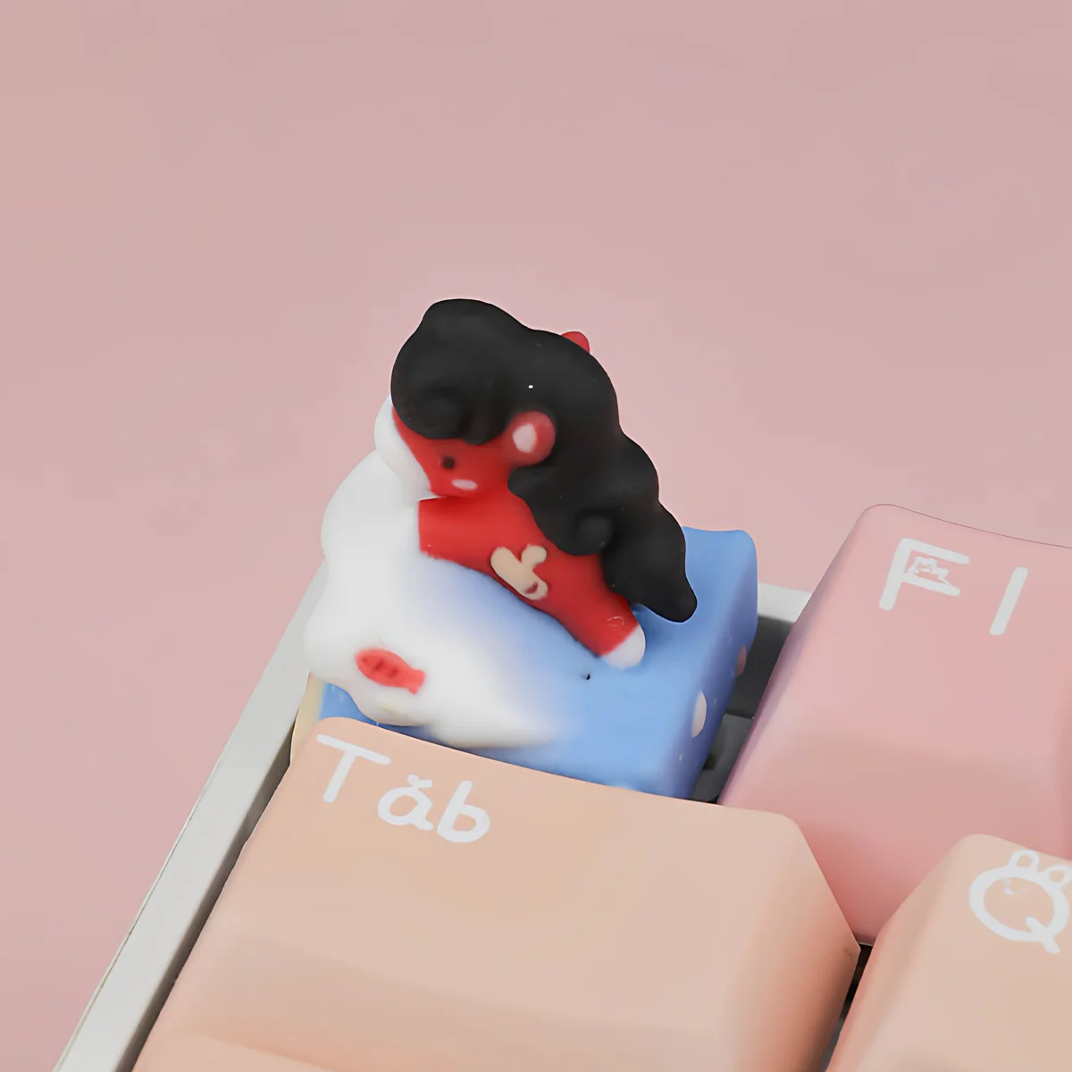 Handcrafted Auspicious Horse Resin ESC Keycap from an alternative view, highlighting its intricate mythical design in vibrant resin, symbolizing design.