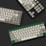 Multiple views of the Retro Japanese Keycaps Set FS4000, a vintage PBT set with authentic 90s retro aesthetic and unique dye-sub legends.