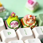 Vibrant handcrafted Rice Dumpling keycap, an intricate artisan resin ESC for mechanical keyboards, celebrating cultural festivity with miniature dumpling design.