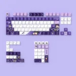 Vibrant Rikka Takanashi side-lit PBT keycaps set, showcasing translucent side-engraved legends and playful anime art for a charming small full set.