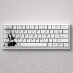 Exclusive Sanemi Shinazugawa keycaps set, fiercely embodying the Demon Slayer spirit. Multiple artistic views highlight intricate wind-breathing elements.