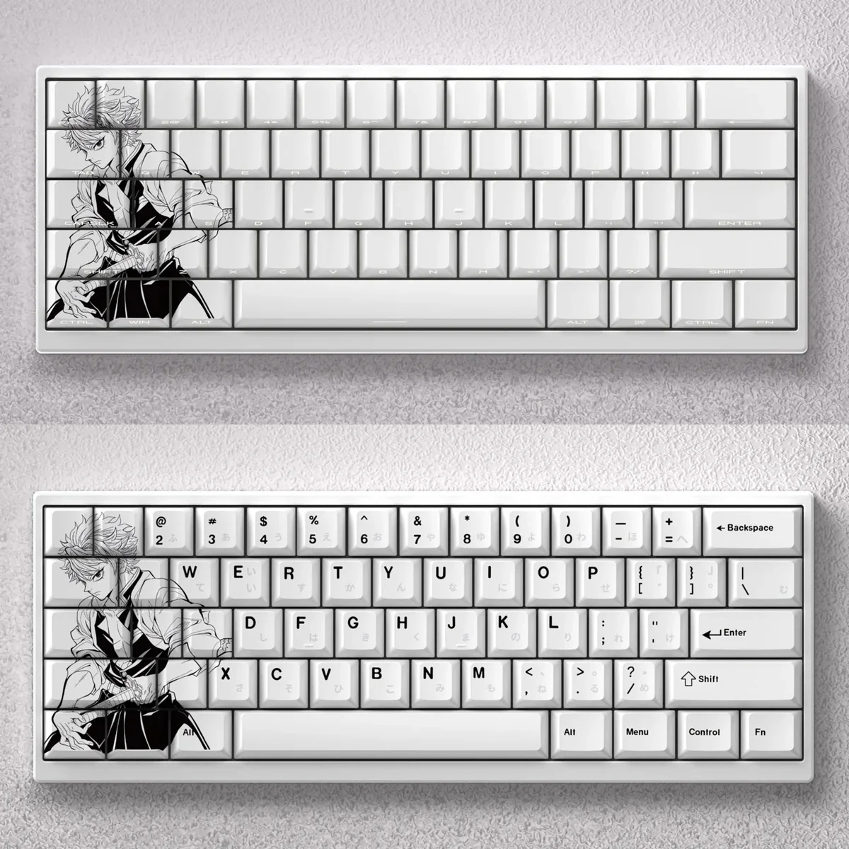 Exclusive Sanemi Shinazugawa keycaps set, capturing the fierce Demon Slayer spirit and intense wind-breathing style with artistic detail.
