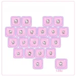 Sanrio translucent heart accent Supplement Keycap Set with cute character designs, glowing brightly from a unique angle. These adorable MAO profile keycaps.