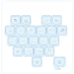 Adorable Cinnamoroll Sanrio MAO profile Supplement Keycap Set featuring translucent blue heart accents, designed for a playful, vibrant backlight glow.