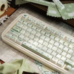 Scarlett artisan keycap. A gallery showing intricate vintage elegance and exquisite craftsmanship from various angles. Rich, captivating colors.