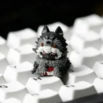 Handcrafted resin Scavenger Wolf artisan keycap, featuring intricate details and a distinctive rustic post-apocalyptic theme for keyboards.
