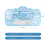 Whimsical Shark Claw Machine Desk Mat, extra-large. Playful design with adorable shark prizes in an arcade game. Offers comfort and vibrant style.