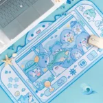 Whimsical Shark Claw Machine Desk Mat, extra-large for ultimate comfort, featuring an adorable arcade game design with plush shark prizes.