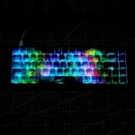 Wuthering Waves Shorekeeper PBT dye-sub keycaps set, detailed views from multiple angles, revealing exclusive mystical guardian design, rugged ocean text.