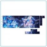 Exclusive Wuthering Waves Shorekeeper PBT dye-sub keycaps set, multiple angles. Mystical guardian design, ocean colors, rugged textures. Premium fantasy design.